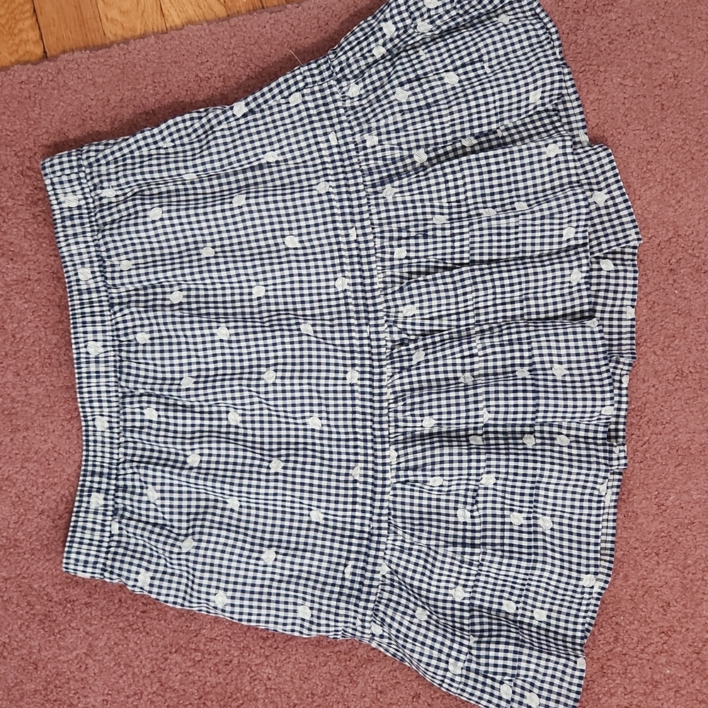 Madewell skirt gingham embroidered tiered pull on